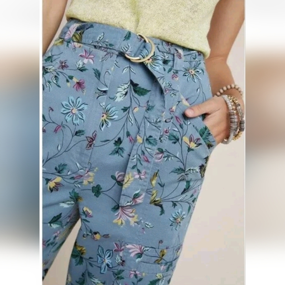 Anthropologie Victoria Floral Cargo Pants Women’s Bohemian Garden Size 4 - Picture 2 of 15